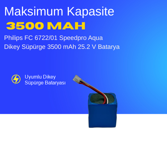 Philips Fc 6722/01 Speedpro Aqua Dikey Süpürge 3500 Mah 25.2 V Batarya – Orjinal Uyumlu Uzun Ömürlü, Yüksek Performans Pil