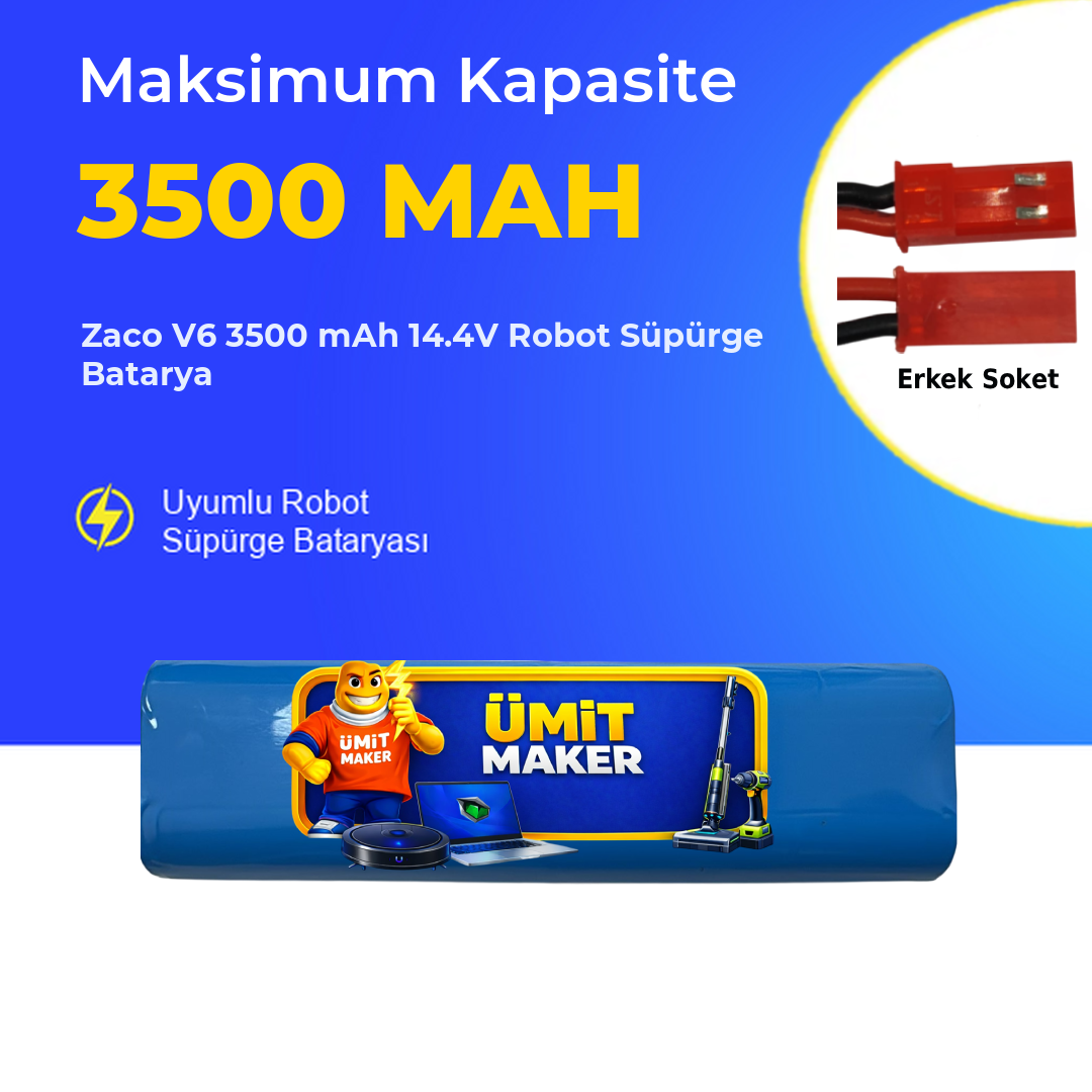 Zaco V6 3500 mAh 14.4V Robot Süpürge Batarya