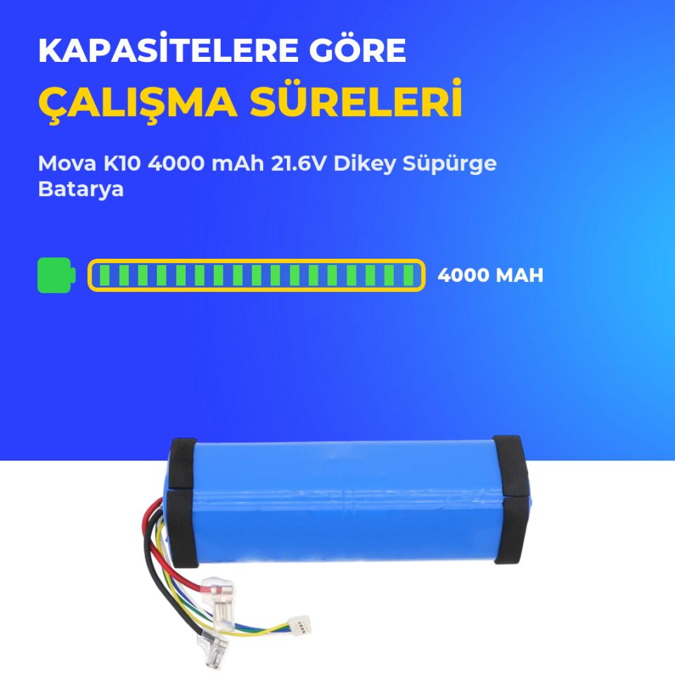 Mova K10 4000 mAh 21.6V Dikey Süpürge Batarya