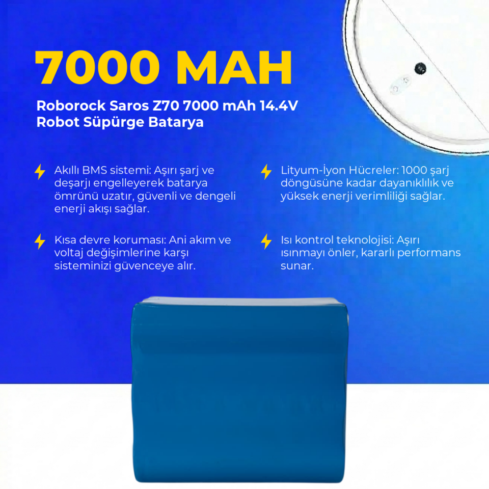 Roborock Saros Z70 7000 mAh 14.4V Robot Süpürge Batarya