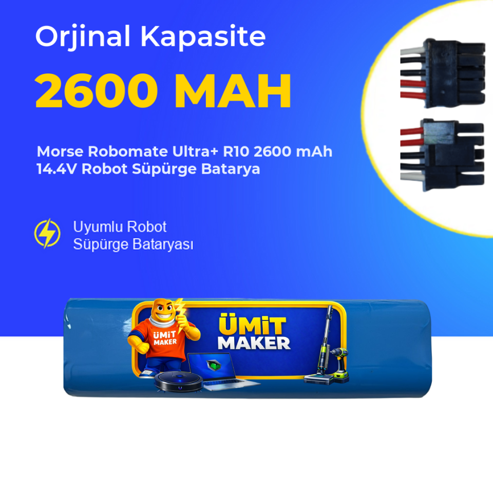 Morse Robomate Ultra+ R10 2600 mAh 14.4V Robot Süpürge Batarya