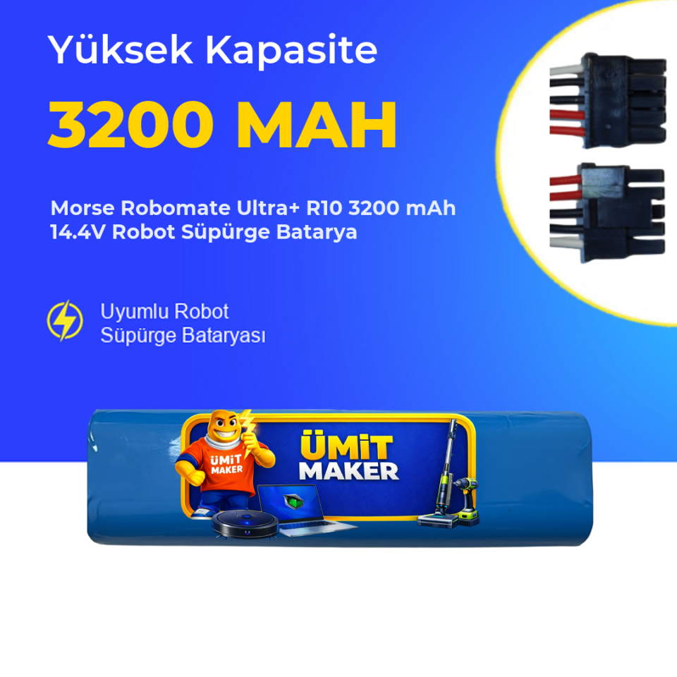 Morse Robomate Ultra+ R10 3200 mAh 14.4V Robot Süpürge Batarya