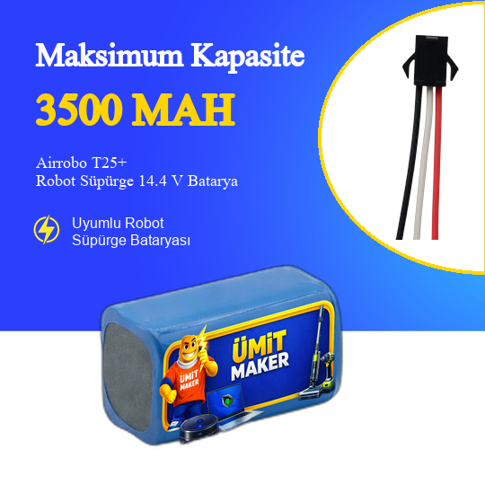 Airrobo T25+ Robot Süpürge 3500 mAh Batarya