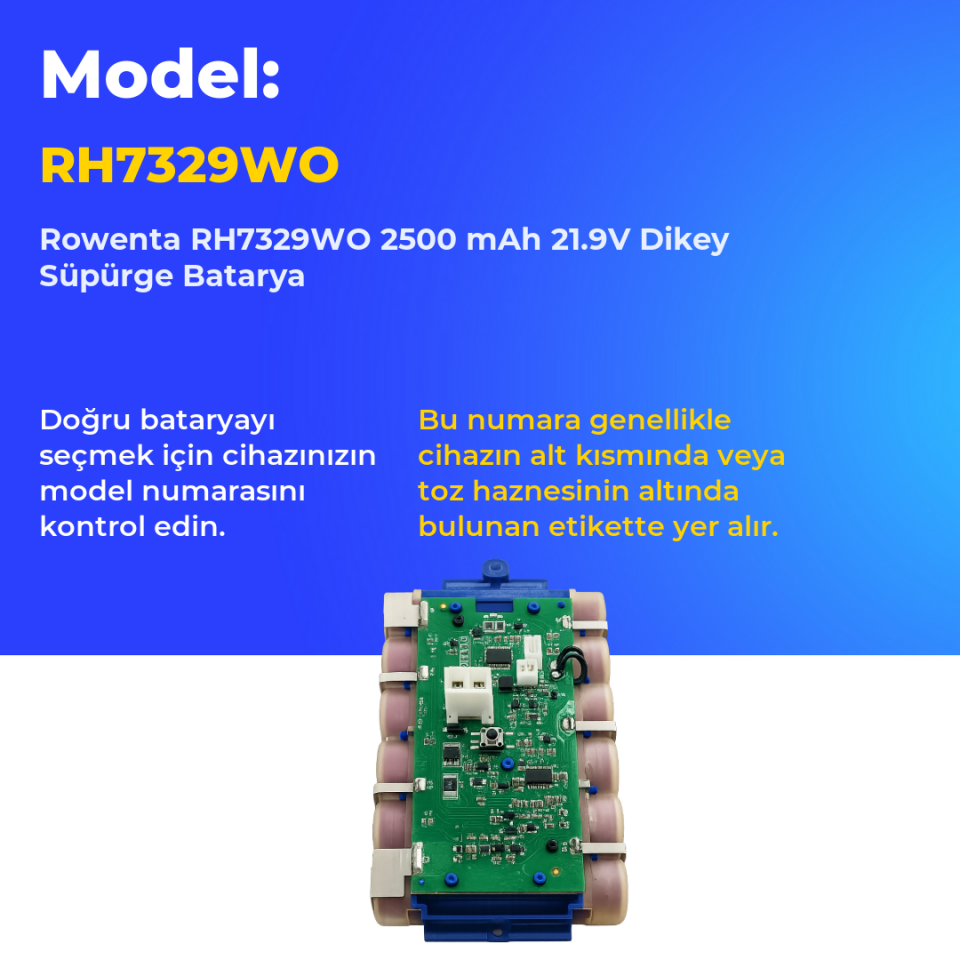 Rowenta RH7329WO 2500 mAh 21.9V Dikey Süpürge Batarya