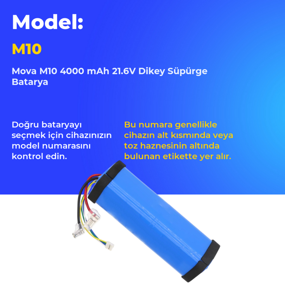 Mova M10 4000 mAh 21.6V Dikey Süpürge Batarya