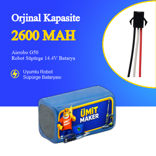 Airrobo G50 Robot Süpürge 2600 mAh Batarya