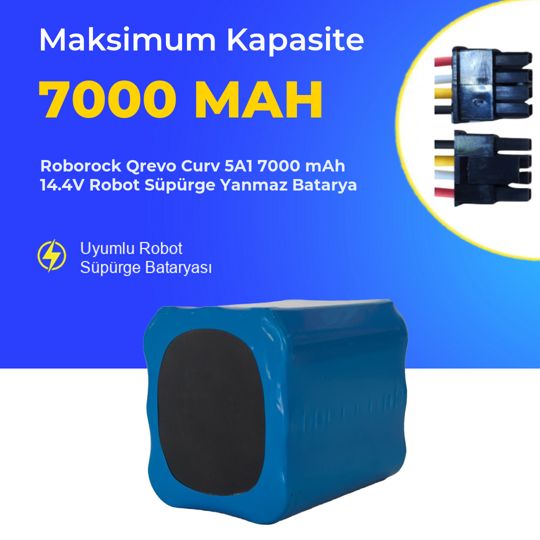 Roborock Qrevo Curv 5A1 7000 mAh 14.4V Robot Süpürge Yanmaz Batarya