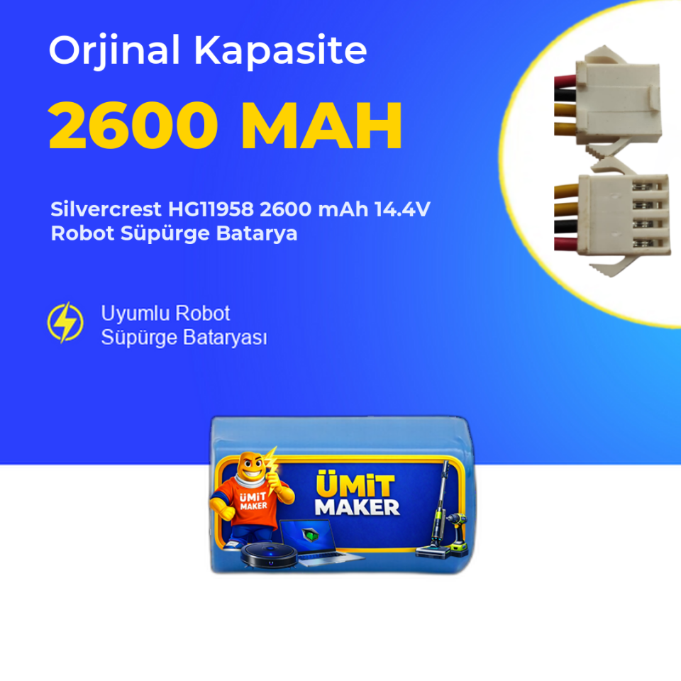 Silvercrest HG11958 2600 mAh 14.4V Robot Süpürge Batarya