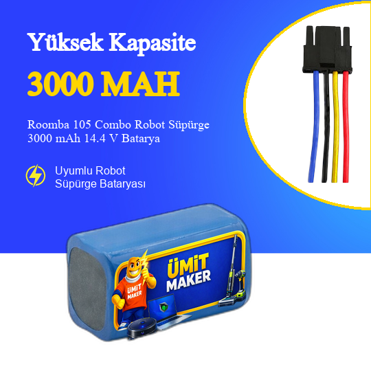 Roomba 105 Combo AutoEmpty Robot Süpürge 3000 mAh 14.4V Batarya