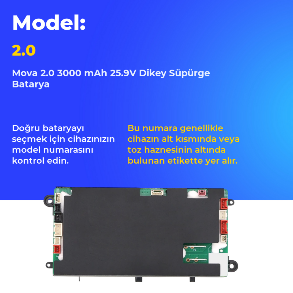 Mova 2.0 3000 mAh 25.9V Dikey Süpürge Batarya