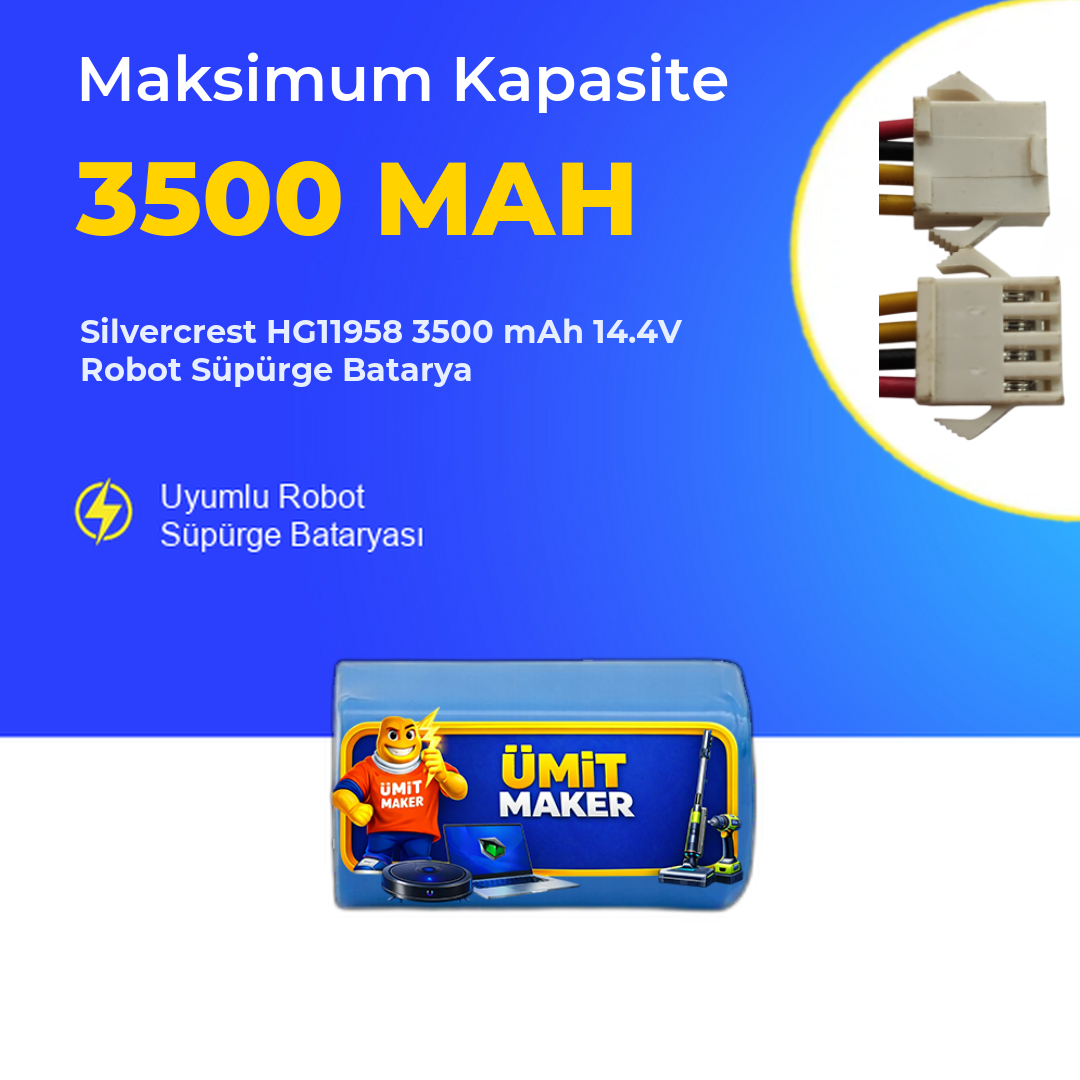 Silvercrest HG11958 3500 mAh 14.4V Robot Süpürge Batarya