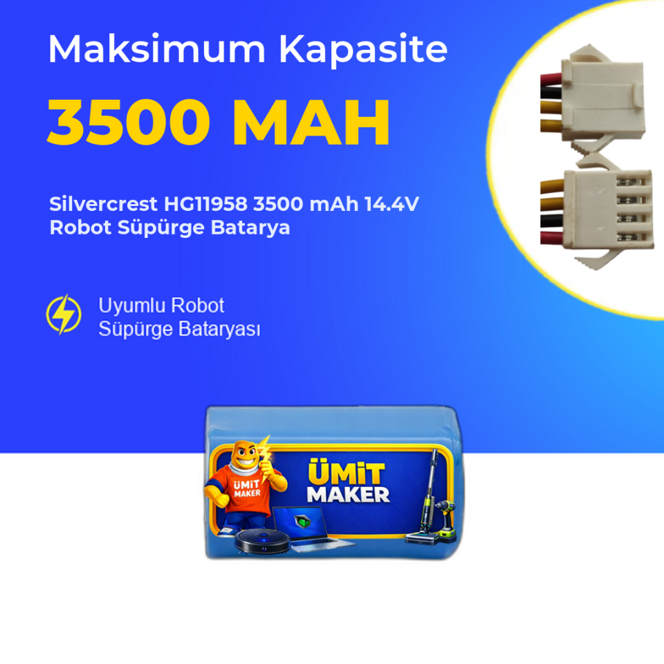 Silvercrest HG11958 3500 mAh 14.4V Robot Süpürge Batarya