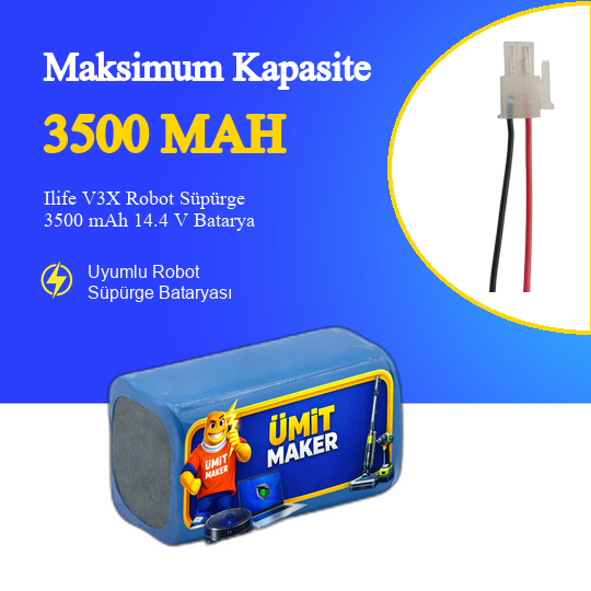 Ilife V3X Robot Süpürge 3500 mAh 14.4V Batarya
