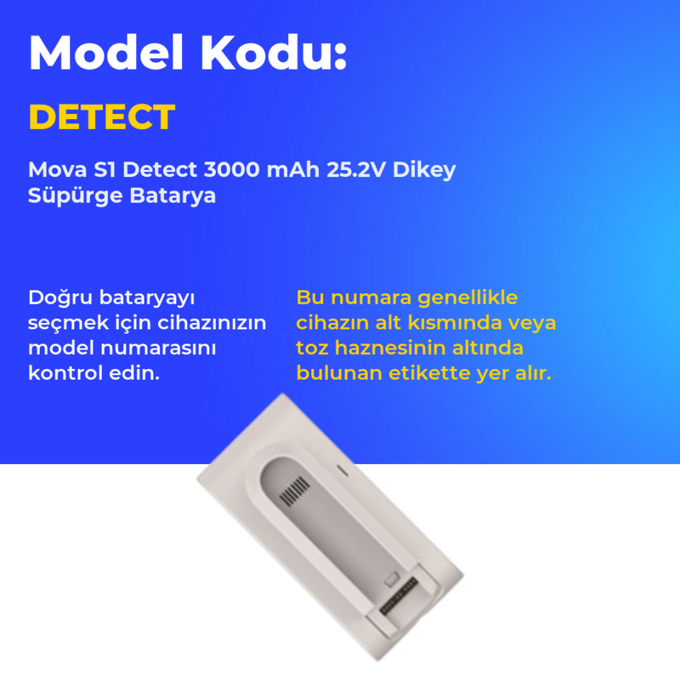 Mova S1 Detect 3000 mAh 25.2V Dikey Süpürge Batarya
