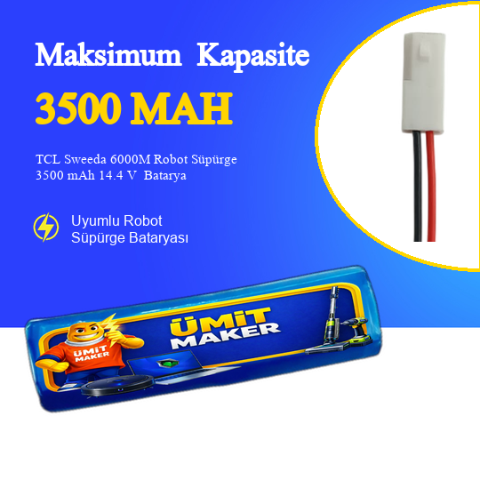 TCL Sweeda 6000M Robot Süpürge 3500 mAh 14.4 V  Batarya – Orjinal Uyumlu Uzun Ömürlü, Yüksek Performans Pil