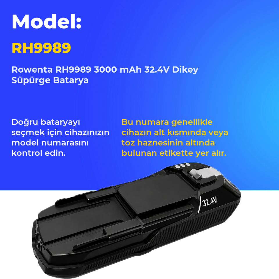 Rowenta RH9989 3000 mAh 32.4V Dikey Süpürge Batarya