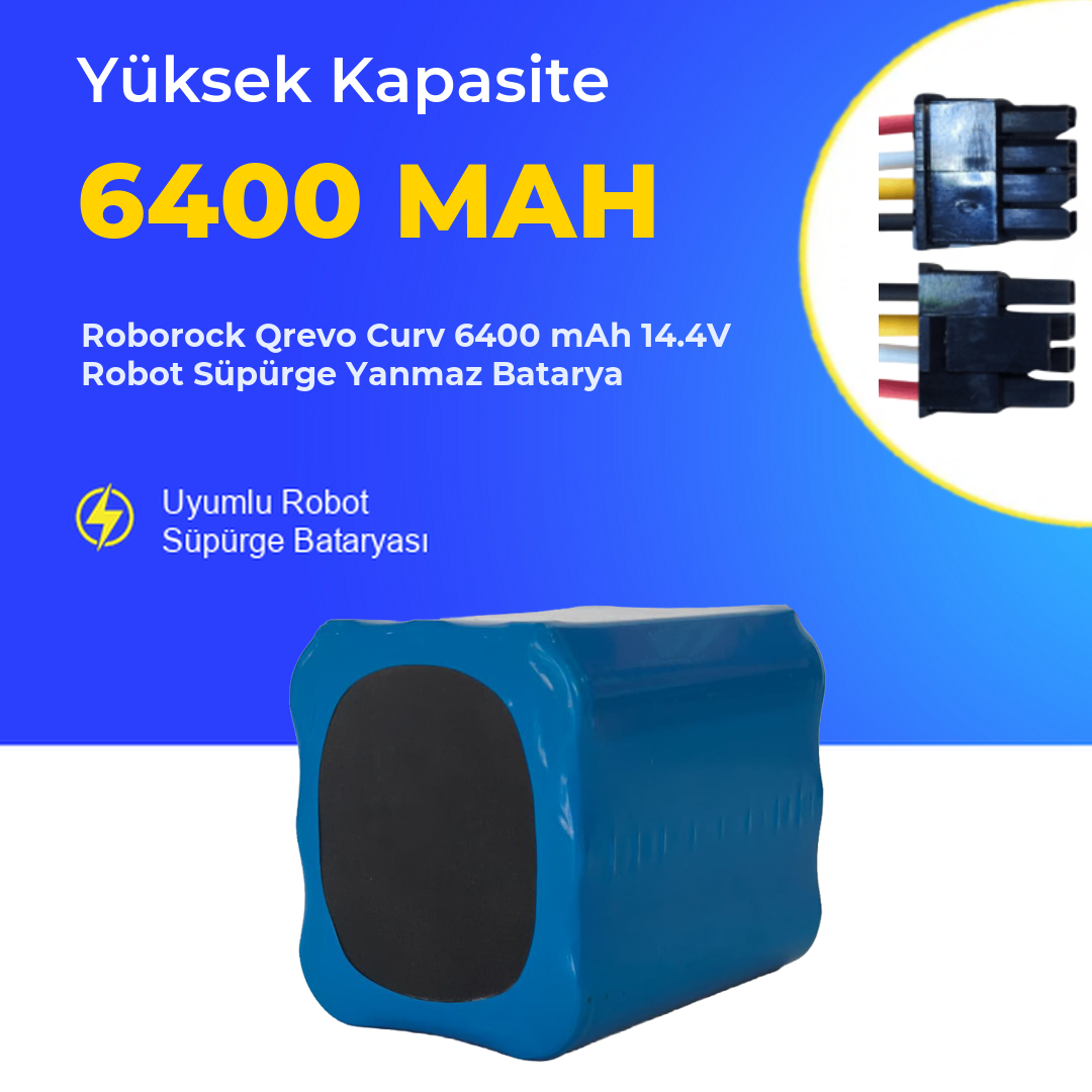 Roborock Qrevo Curv 6400 mAh 14.4V Robot Süpürge Yanmaz Batarya