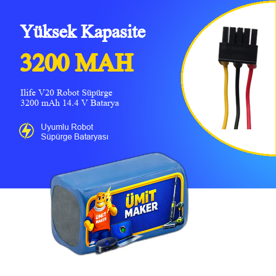 Ilife V20 Robot Süpürge 3200 mAh 14.4V Batarya