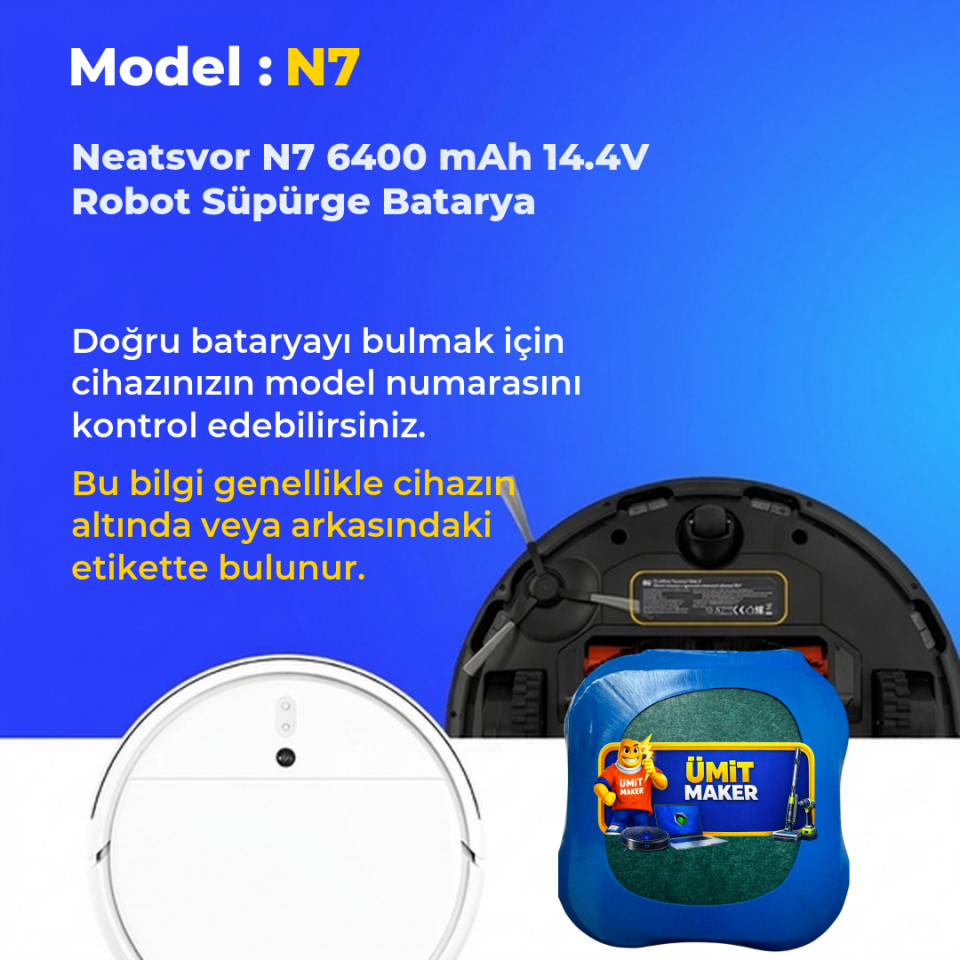 Neatsvor N7 6400 mAh 14.4V Robot Süpürge Batarya