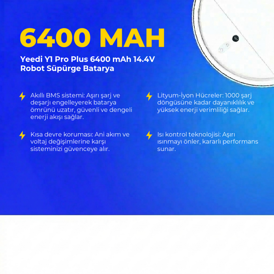 Yeedi Y1 Pro Plus 6400 mAh 14.4V Robot Süpürge Batarya
