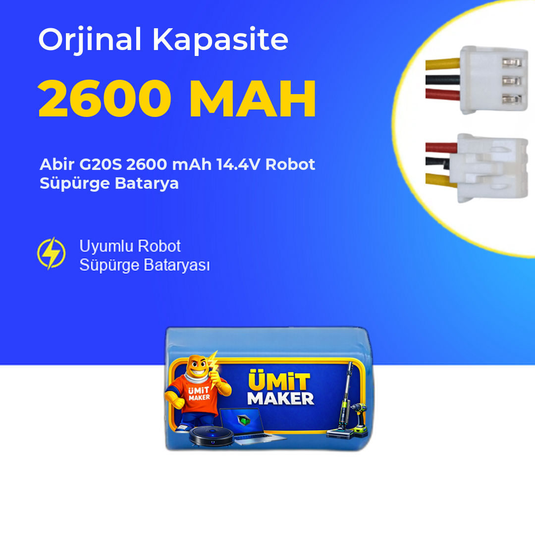 Abir G20S 2600 mAh 14.4V Robot Süpürge Batarya