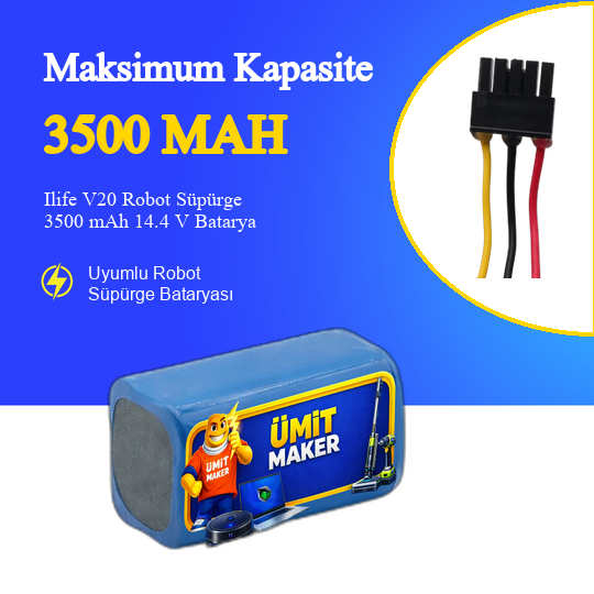 Ilife V20 Robot Süpürge 3500 mAh 14.4V Batarya