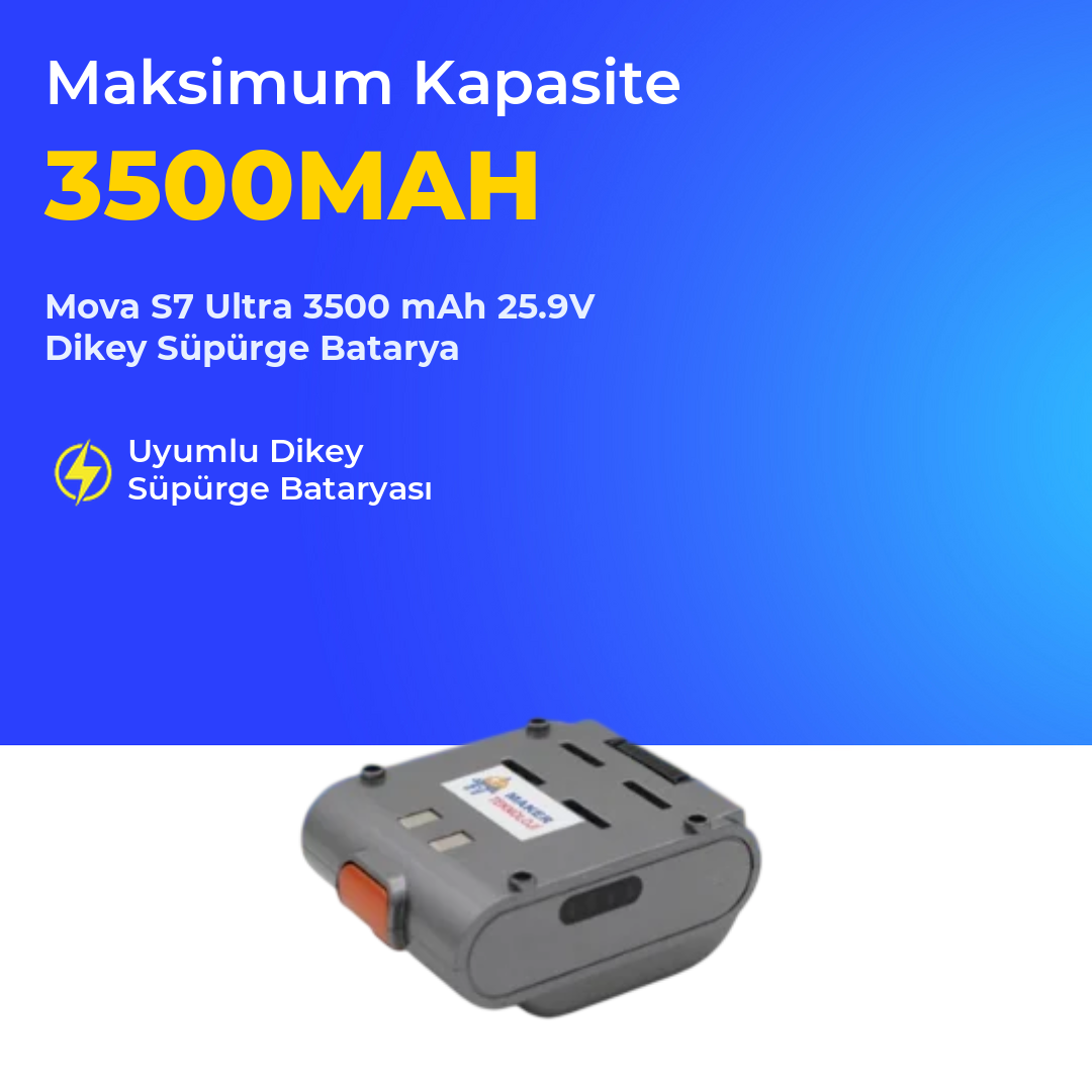 Mova S7 Ultra 3500 mAh 25.9V Dikey Süpürge Batarya