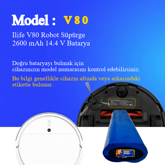 Ilife V80 Robot Süpürge 2600 mAh 14.4V Batarya