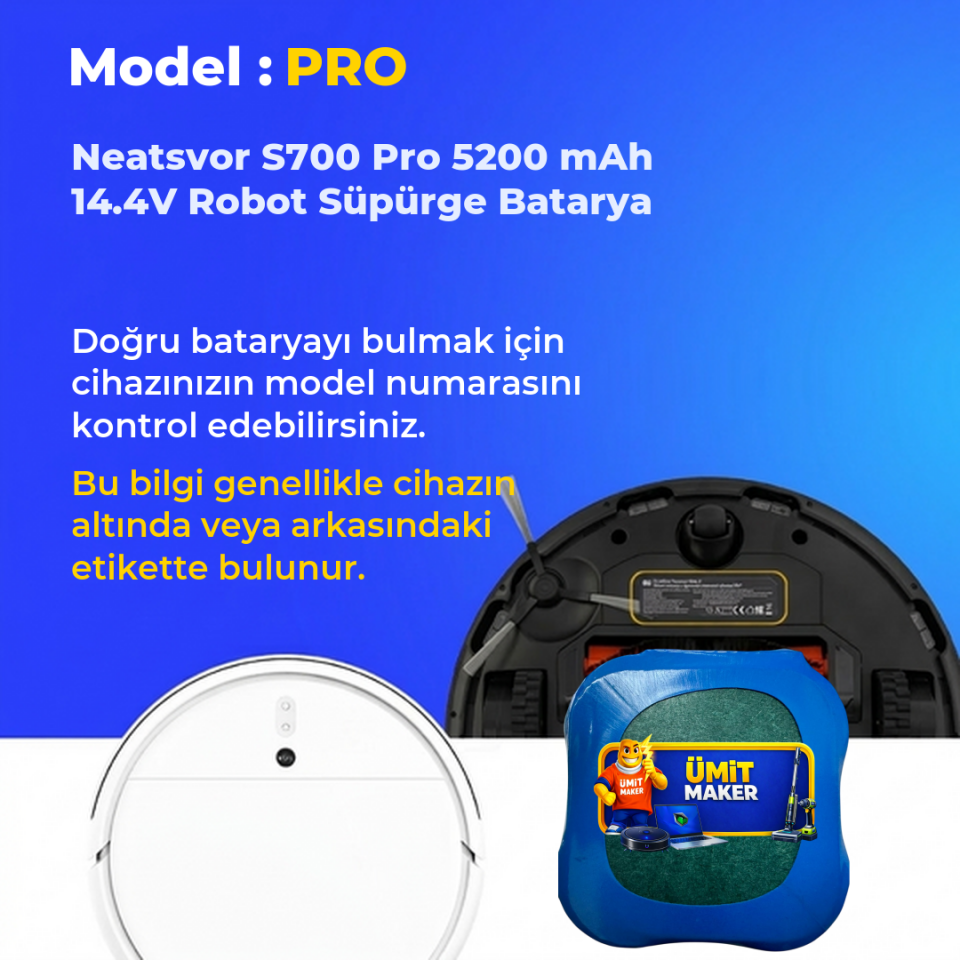 Neatsvor S700 Pro 5200 mAh 14.4V Robot Süpürge Batarya