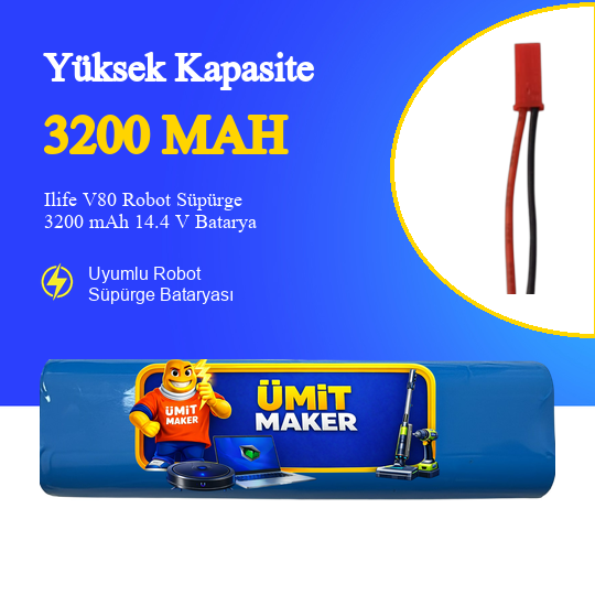 Ilife V80 Robot Süpürge 3200 mAh 14.4V Batarya