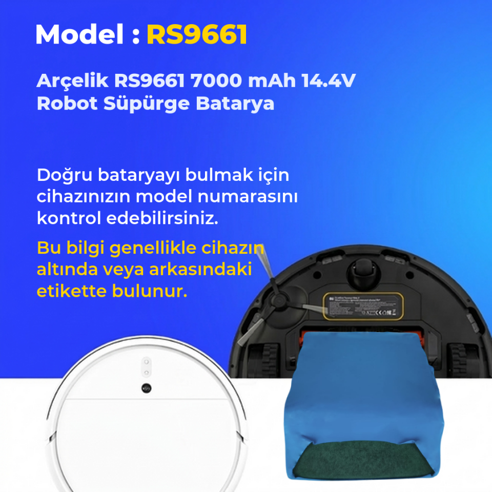 Arçelik RS9661 7000 mAh 14.4V Robot Süpürge Batarya