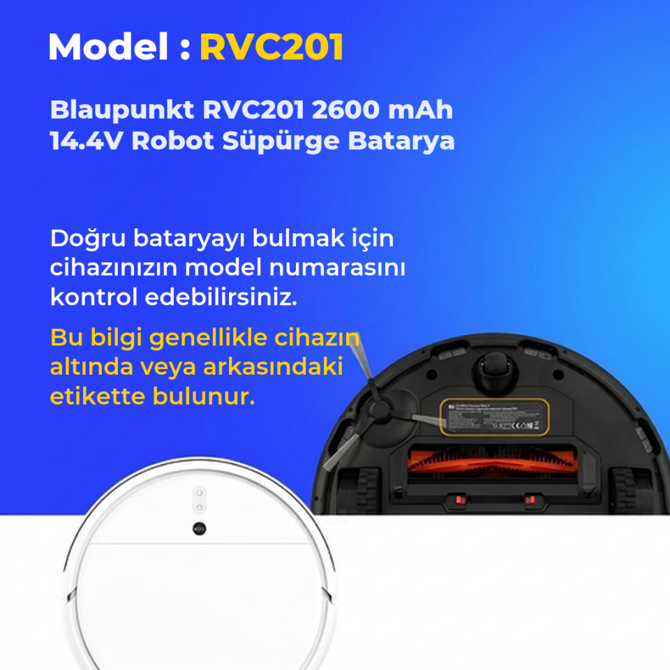 Blaupunkt RVC201 2600 mAh 14.4V Robot Süpürge Batarya