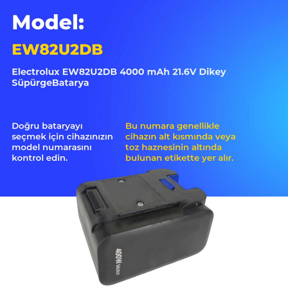 Electrolux EW82U2DB 4000 mAh 21.6V Dikey SüpürgeBatarya
