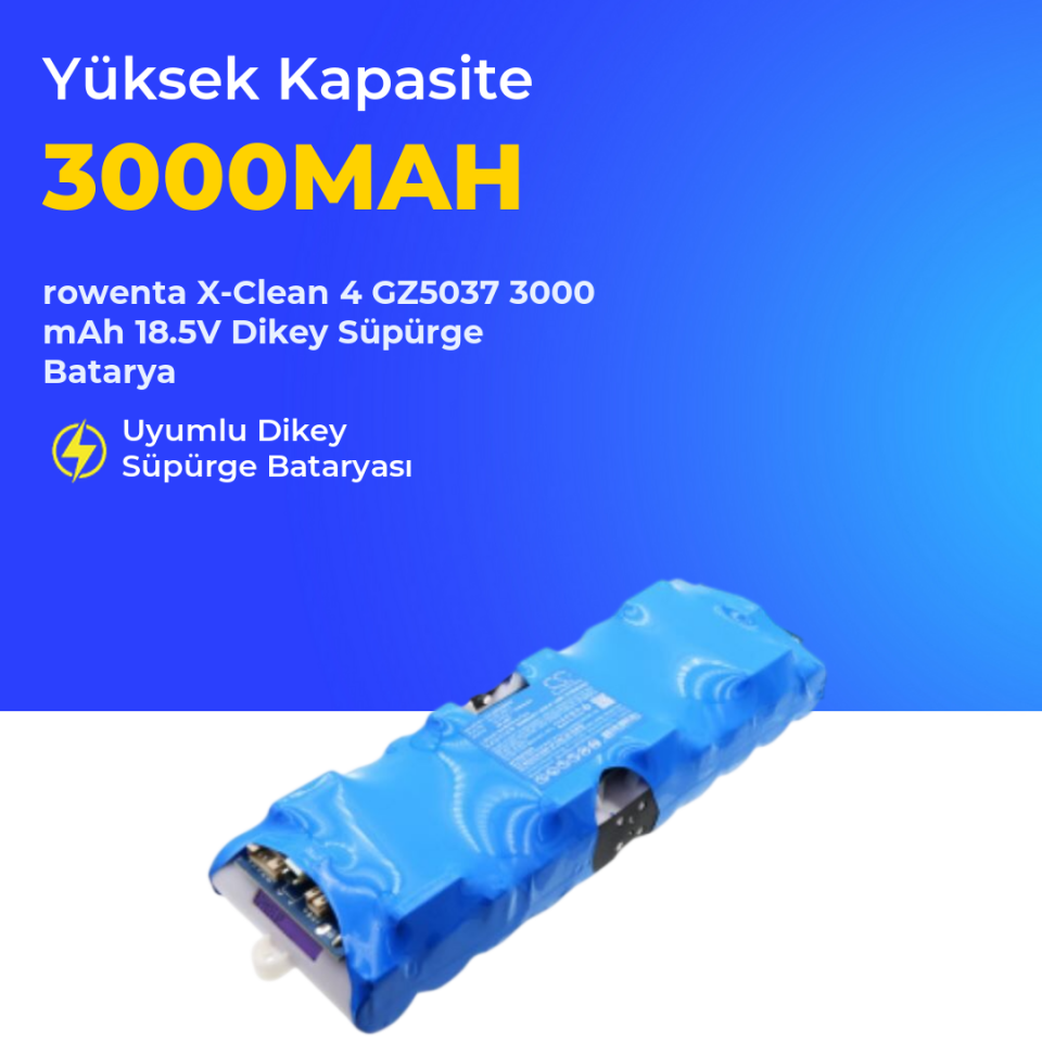 rowenta X-Clean 4 GZ5037 3000 mAh 18.5V Dikey Süpürge Batarya