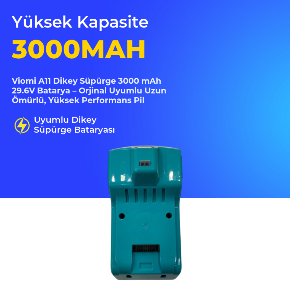 Viomi A11 Dikey Süpürge 3000 mAh 29.6V Batarya – Orjinal Uyumlu Uzun Ömürlü, Yüksek Performans Pil