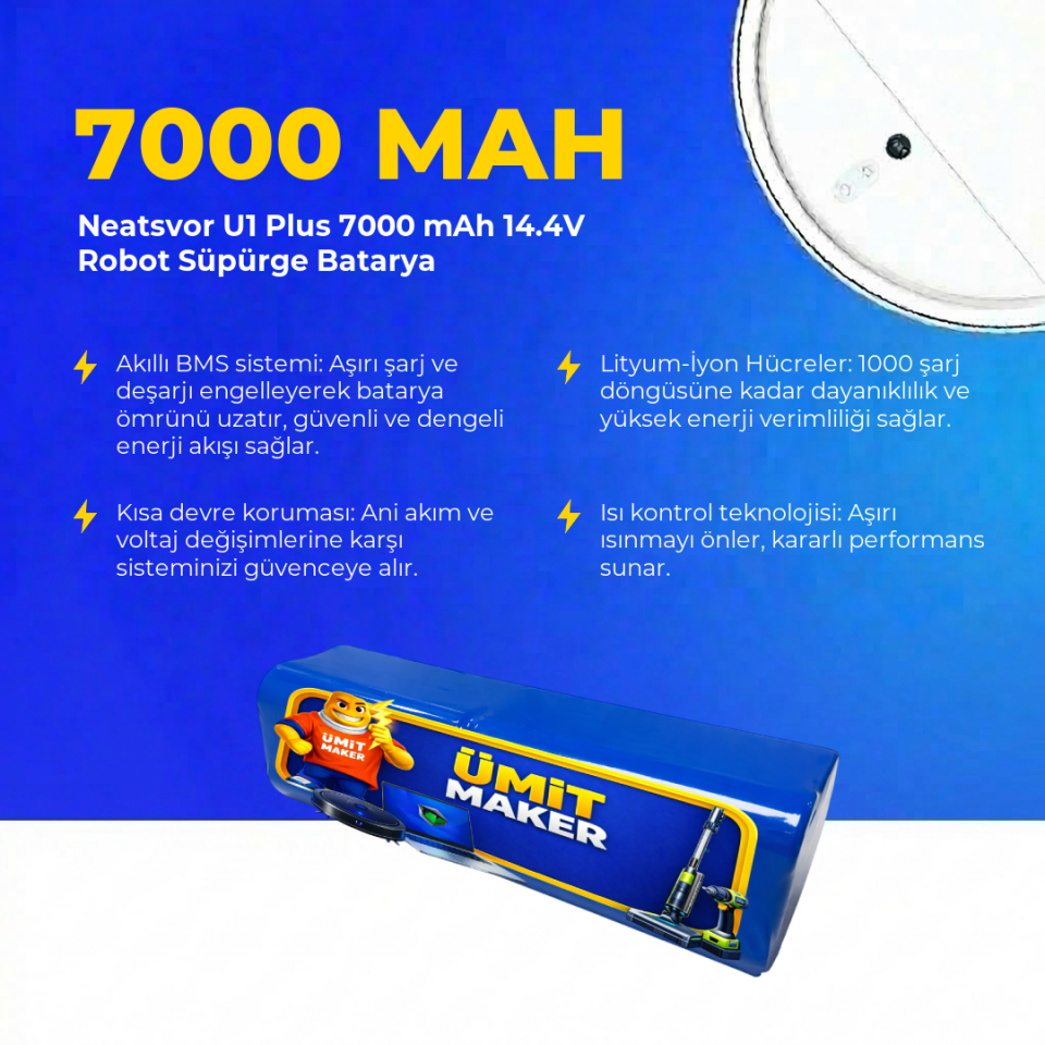 Neatsvor U1 Plus 7000 mAh 14.4V Robot Süpürge Batarya