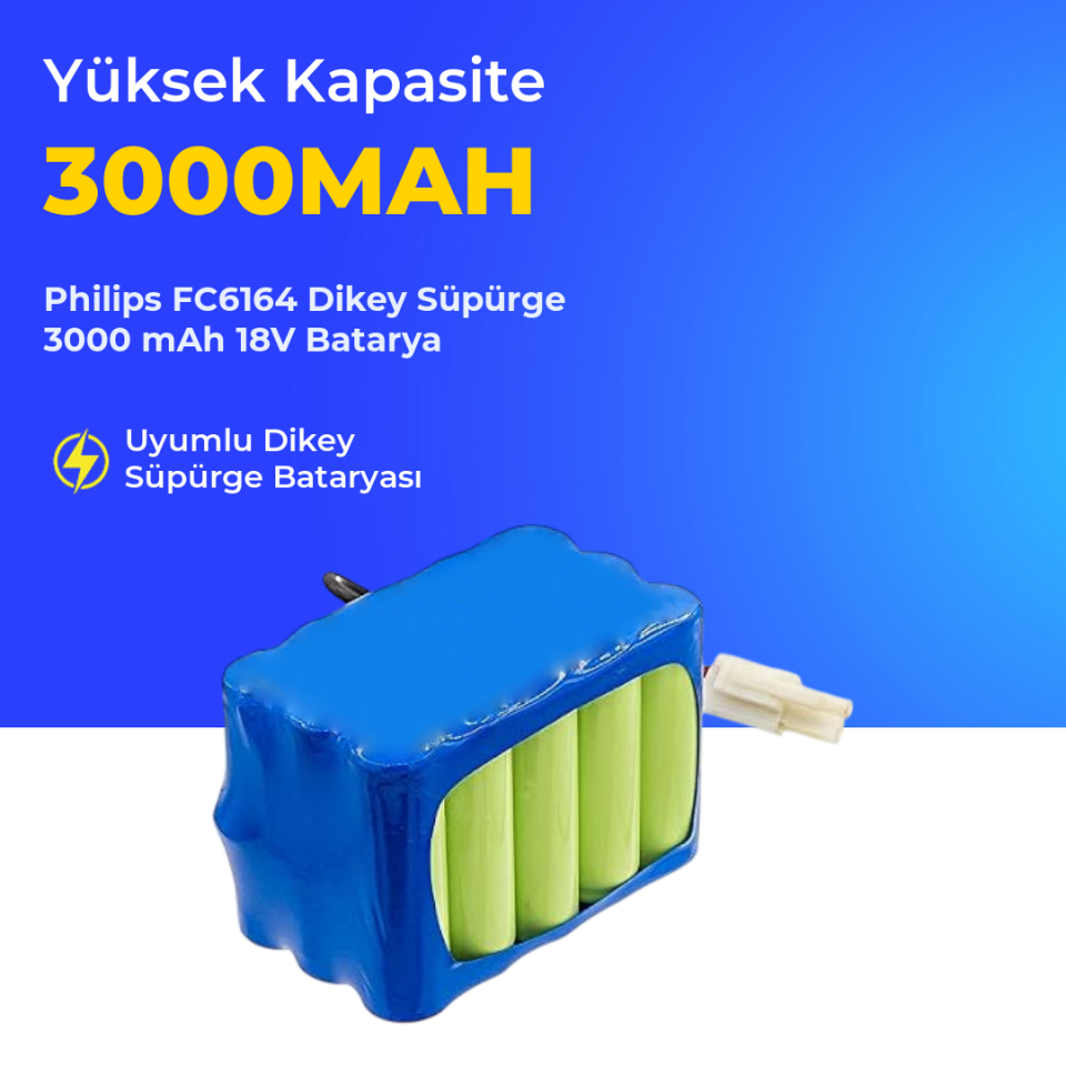 Philips FC6164 Dikey Süpürge 3000 mAh 18V Batarya