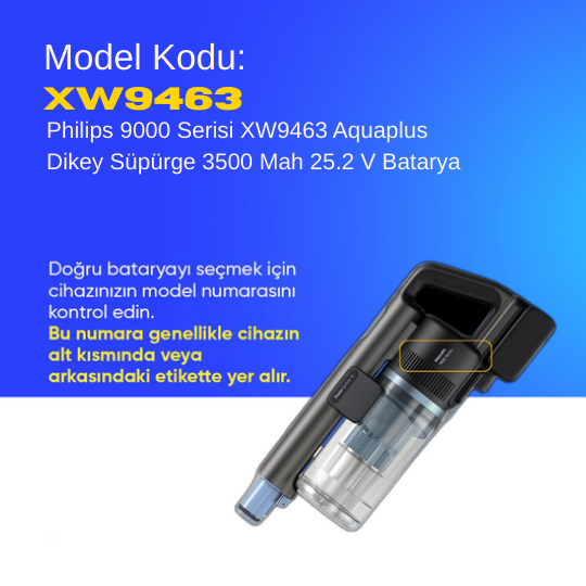 Philips 9000 Serisi XW9463 Aquaplus Dikey Süpürge 3500 Mah 25.2 V Batarya – Orjinal Uyumlu Uzun Ömürlü, Maksimum Performans Pil