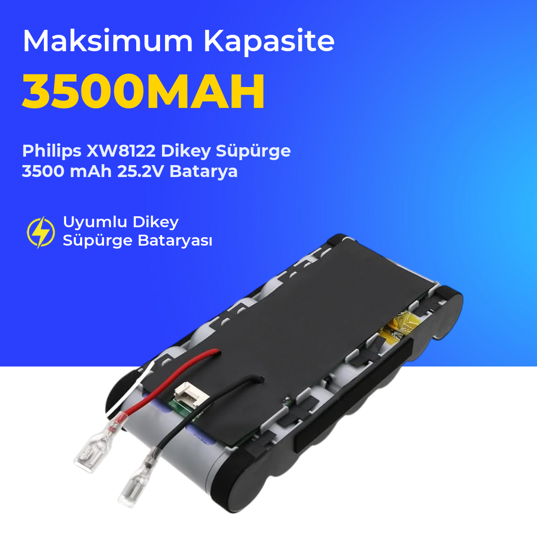 Philips XW8122 Dikey Süpürge 3500 mAh 25.2V Batarya