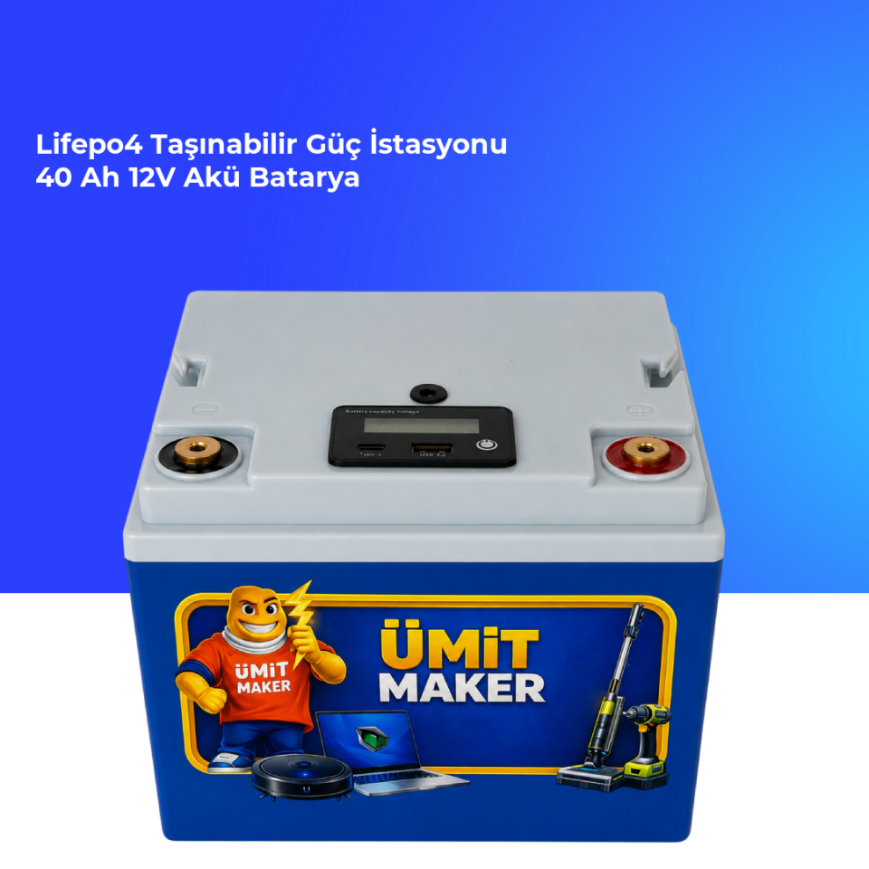 Lifepo4 Taşınabilir Güç İstasyonu 40 Ah 12V Akü Batarya