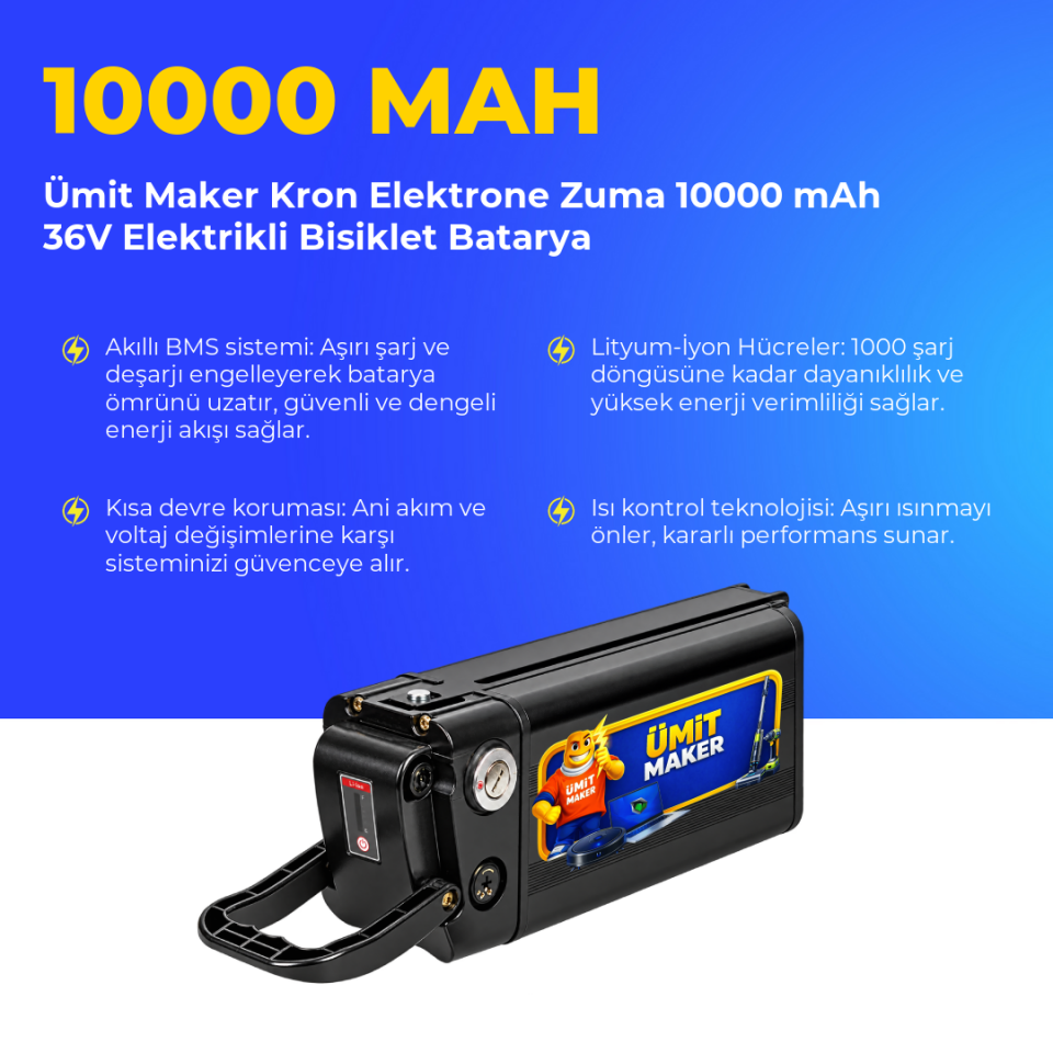 Kron Elektrone Zuma 10000 mAh 36V Elektrikli Bisiklet Batarya