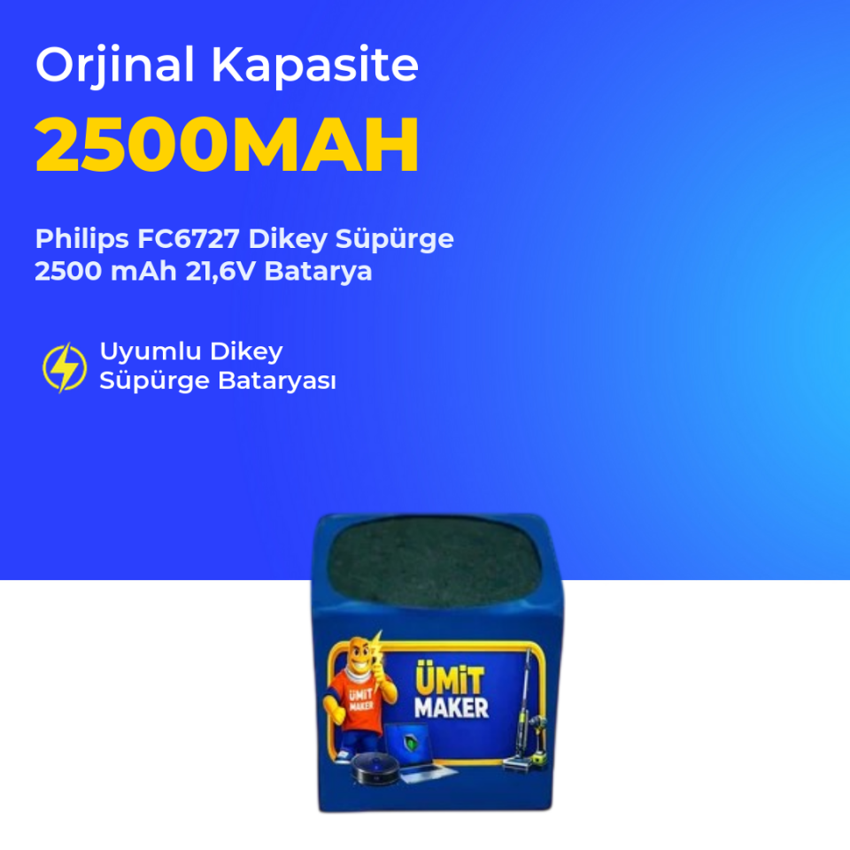 Philips FC6727 Dikey Süpürge 2500 mAh 21,6V Batarya