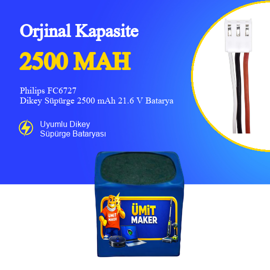 Philips FC6727 Dikey Süpürge 2500 mAh 21,6V Batarya