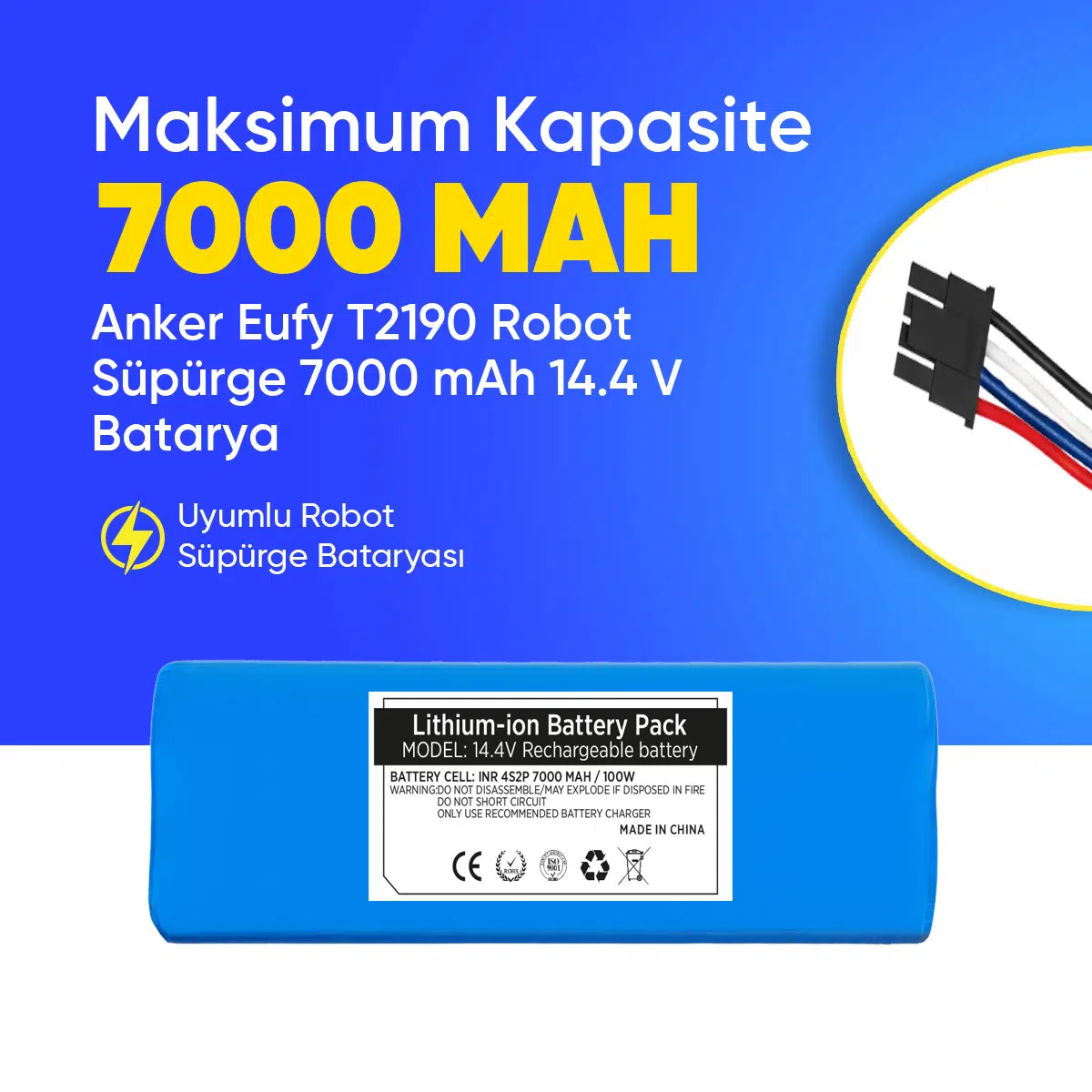 Anker Eufy T2190 Robot Süpürge 7000 mAh 14.4 V Batarya – Orjinal Uyumlu Uzun Ömürlü, Yüksek Performans Pil