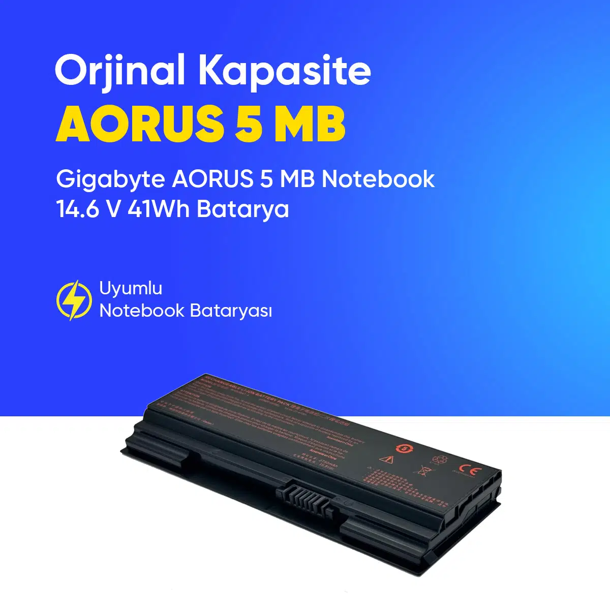 Gigabyte AORUS 5 MB Notebook 14.6 V 41Wh Batarya – Orjinal Uyumlu, Yüksek Performanslı