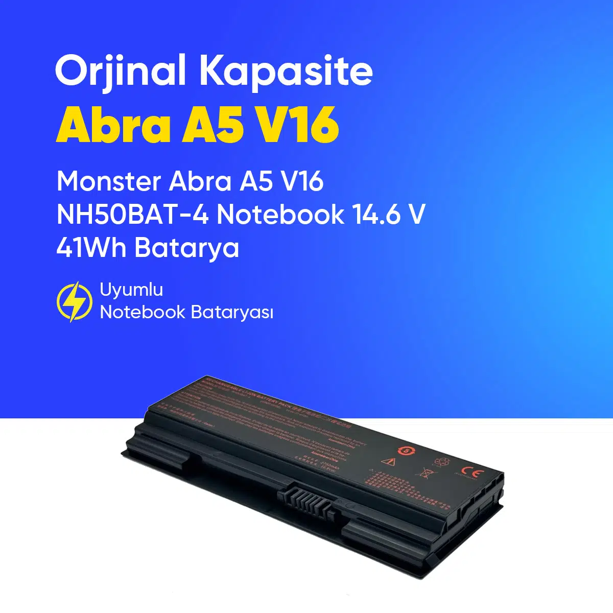 Monster Abra A5 V16 NH50BAT-4 Notebook 14.6 V 41Wh Batarya – Orjinal Uyumlu, Yüksek Performanslı