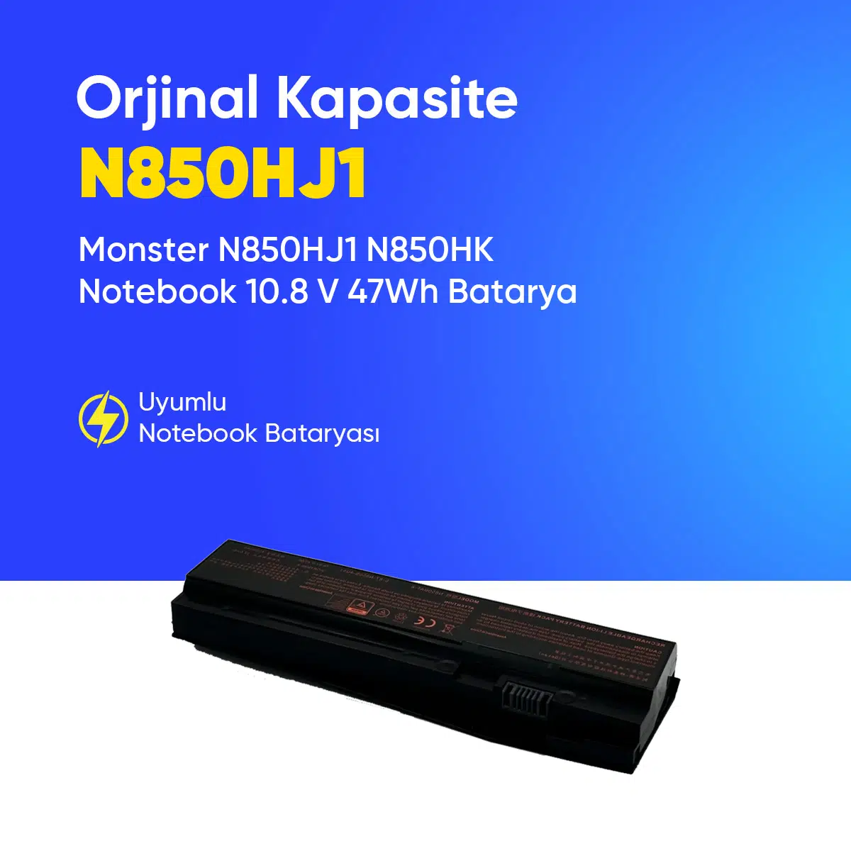 Monster N850HJ1 N850HK Notebook 10.8 V 47Wh Batarya – Orjinal Uyumlu, Yüksek Performanslı