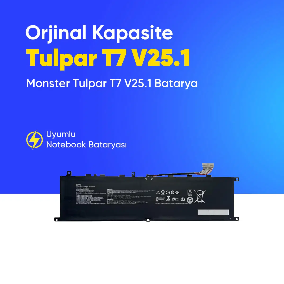 Monster Tulpar T7 V25.1 Batarya Pil – Yüksek Performanslı, Uzun Ömürlü, Orijinal Uyumlu Güç Kaynağı