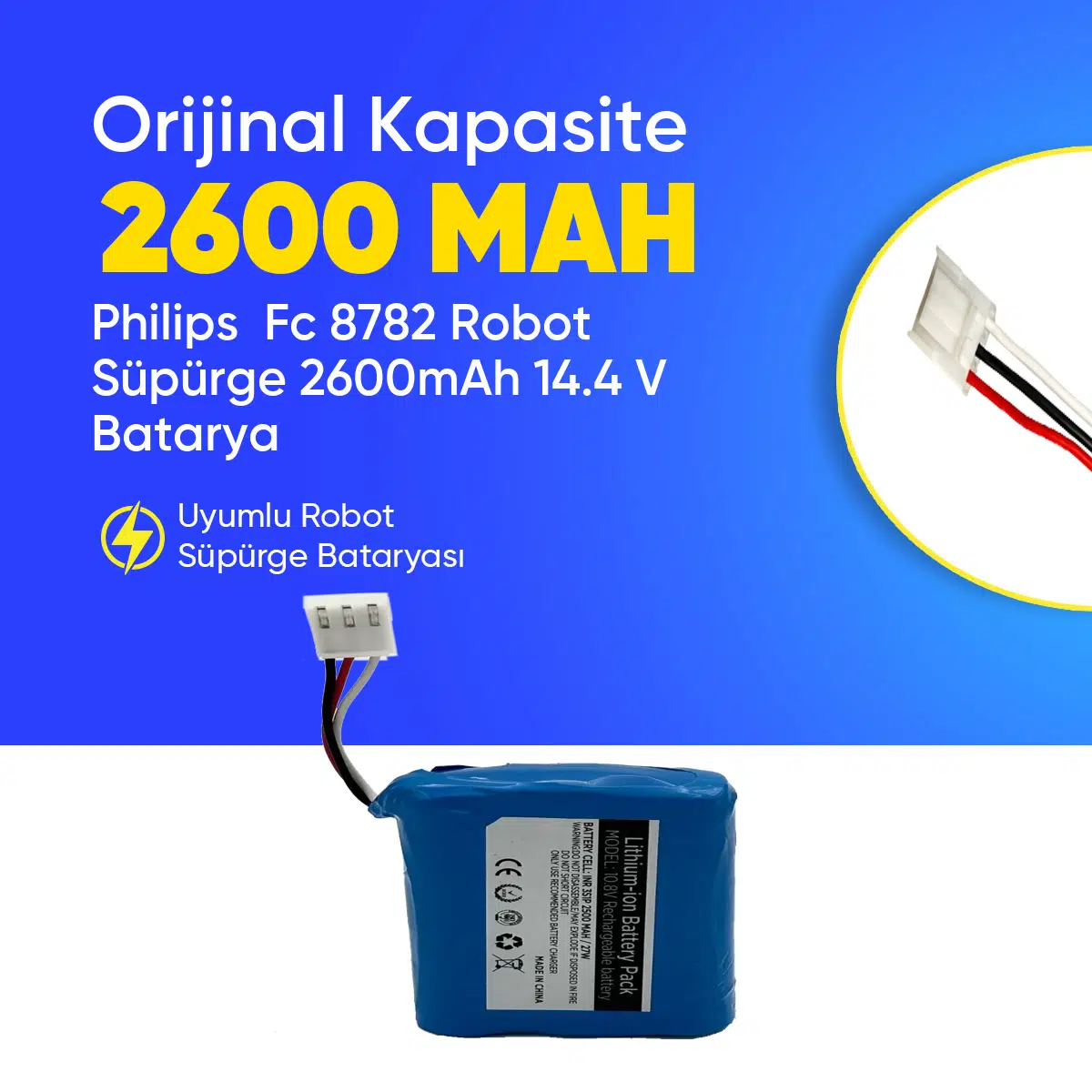 Philips Fc 8782 Robot Süpürge 2600mAh 14.4 V Batarya – Orjinal Uyumlu Uzun Ömürlü, Yüksek Performans Pil
