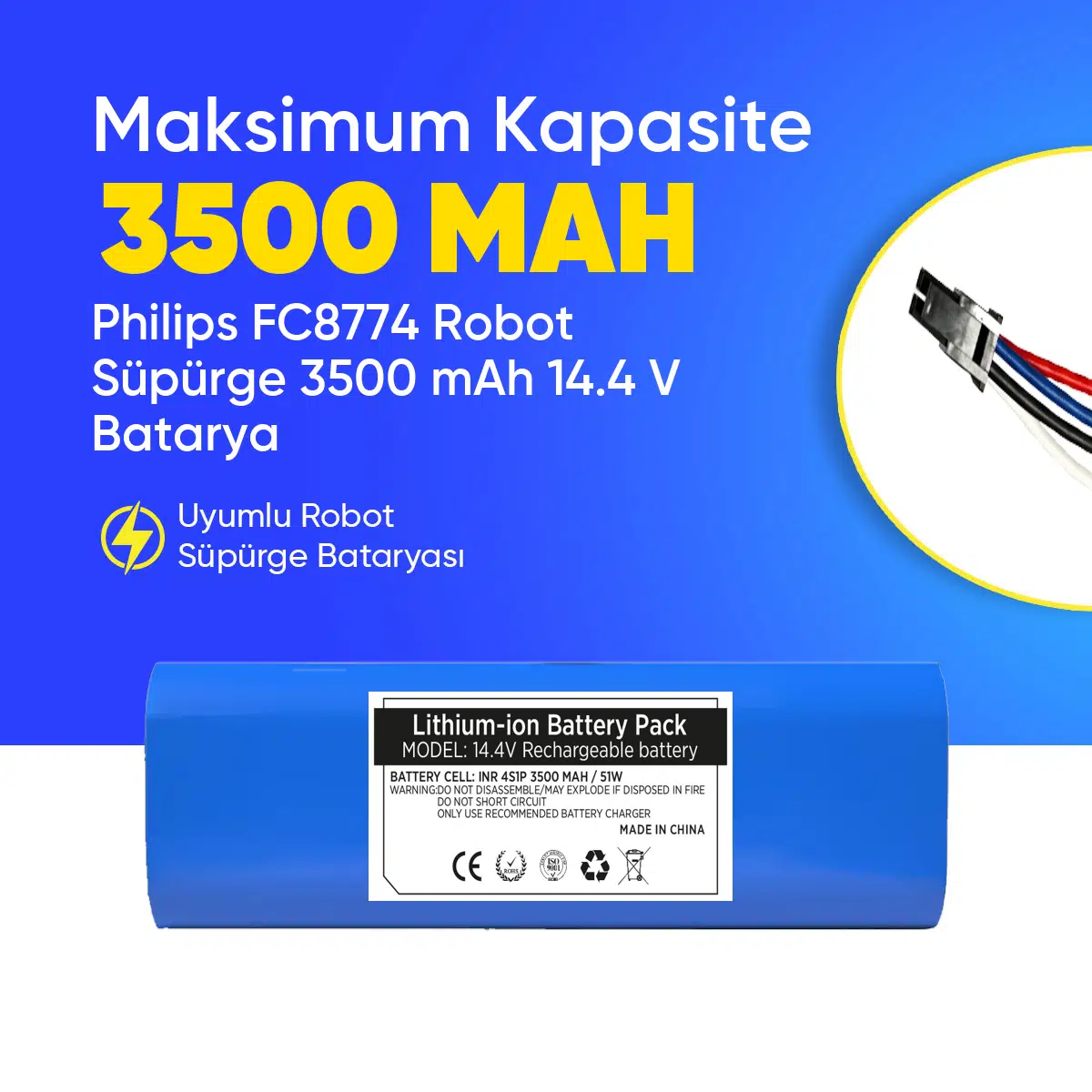 Philips FC8774 Robot Süpürge 3500 mAh 14.4 V Batarya – Orjinal Uyumlu Uzun Ömürlü, Yüksek Performans Pil